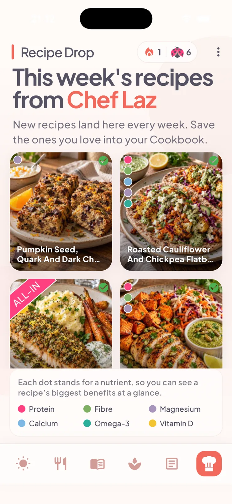 Ladybug 1.2.0 app: Recipe Drop: the current weekly selection from Chef Laz.